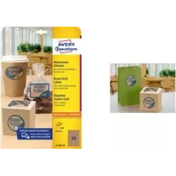 AVERY Apvalios etiketės L7105-25 40 mm kraftpopierius 100% – 25 lapų pakuotė