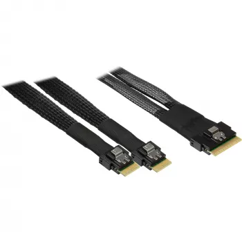 INTER-TECH kabelis SFF-8654-8i į 2× SFF-8654-4i, 70 cm vidinis atšakojamasis kabelis