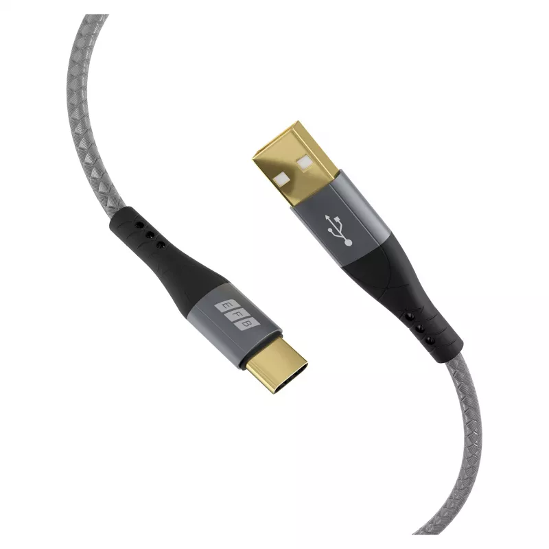 EFB Elektronik USB-A į USB-C kabelių rinkinys 60W QC 3A 2x3m Pilkas - Skaitmeninis / Duomenų (USB-AC-00009)
