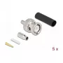 BNC užspaudžiama jungtis DELOCK 90013 kabeliams RG-174 / RG-316 su termiškai susitraukiančia mova, kištukinė BNC, 14,5×23,5×14,5 mm, pakuotė po 5 vnt.