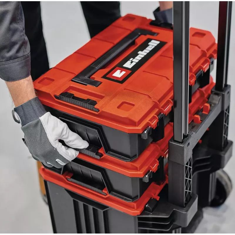Įrankių dėklas Einhell E-Case Tower juodas raudonas polipropileno karščiui ir purslams atsparus