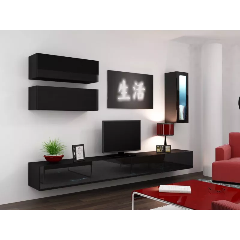 Cama TV stovas VIGO 140 30/140/40 juodas/juodas blizgus