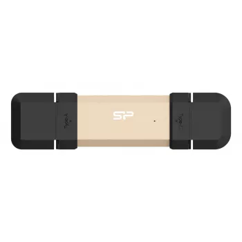 USB atmintukas Silicon Power DS72 1 TB, USB 3.2 Gen 2, Type-A ir Type-C, aliuminio/gumos dangtelis, auksinis
