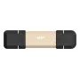 USB atmintukas Silicon Power DS72 1 TB, USB 3.2 Gen 2, Type-A ir Type-C, aliuminio/gumos dangtelis, auksinis