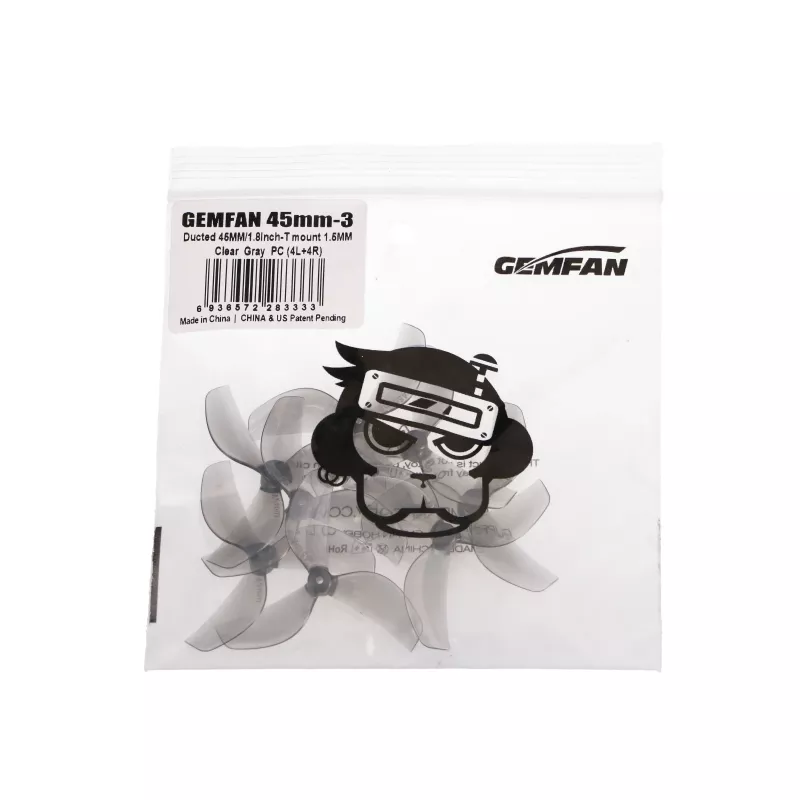 Gemfan 45 mm trijų menčių sraigtai pilki | Dronų sraigtai | 8 vnt.