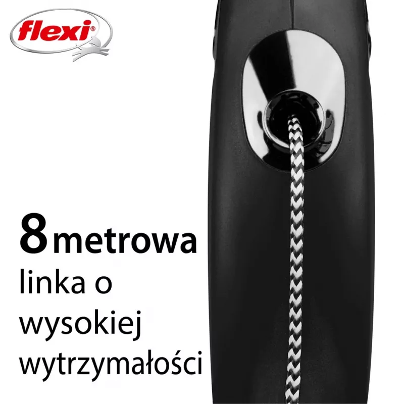 Flexi nauja CLASSIC 8 m juodas ištraukiamas pavadėlis šunims