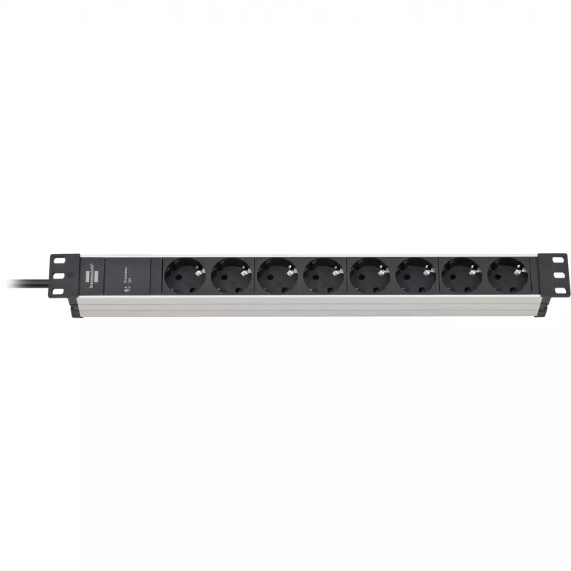 Brennenstuhl 1390007308 - 2 m - 8 AC išėjimai - Vidinis - IP20 - Aliuminis - Plastikas - Juoda - Sidabrinė