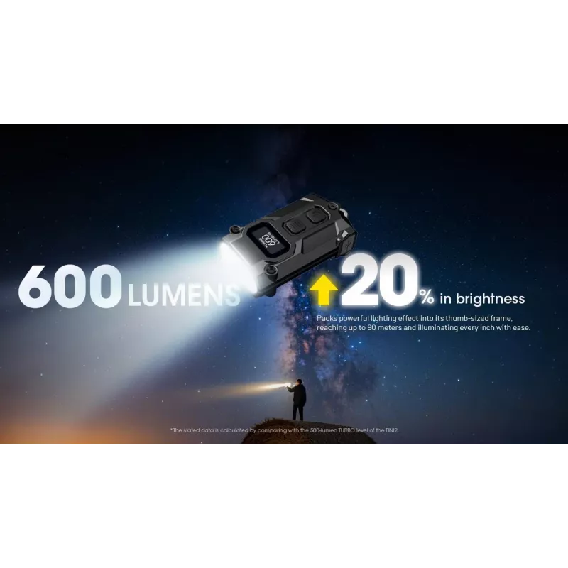 Raktų pakabuko žibintuvėlis Nitecore TINI3, juodas, 600 lm, USB įkraunamas