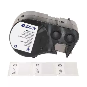 Brady, M5-115-427, savaime laminuojantis vinilas, juoda ant baltos/skaidrios, 38,10 x 12,70(31,75) mm, nuolatinis, kabelio skersmeniui 3,40–6,10 mm (200 vnt.) (170864)