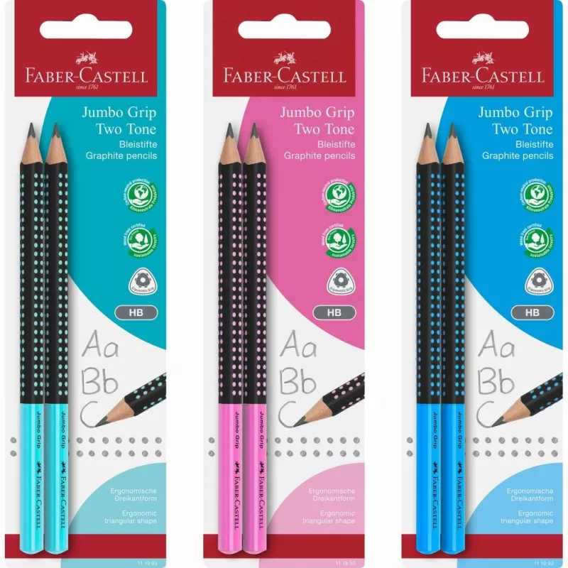 FABER-CASTELL pieštukas Jumbo Grip Two Tone 2xBS BK