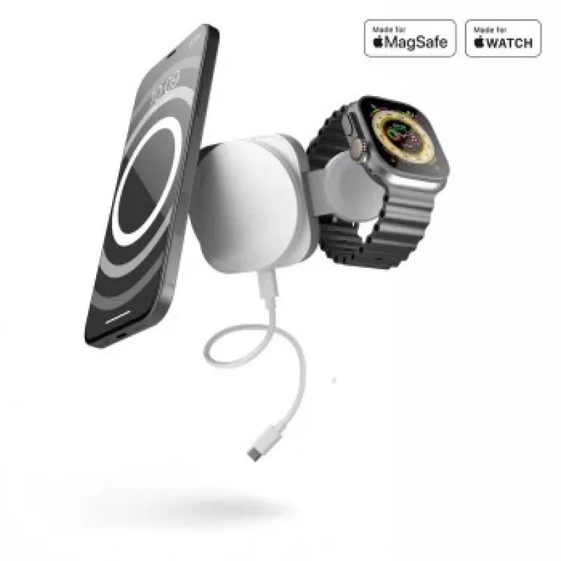 ZENS 2-IN-1 MAGSAFE + WATCH KELIONINIS ĮKROVIKLIS, BALTAS