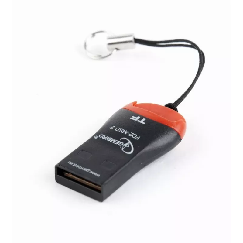 „Gembird“ kortelių skaitytuvas FD2-MSD-3 USB 2.0 juoda raudona