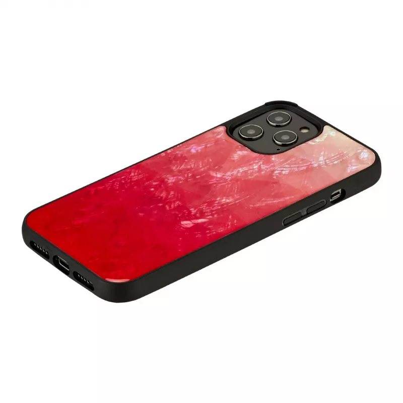 Apsauginis telefono dėklas iKins, skirtas Apple iPhone 12 / 12 Pro, rožinės ežero spalvos su juodu apvadu