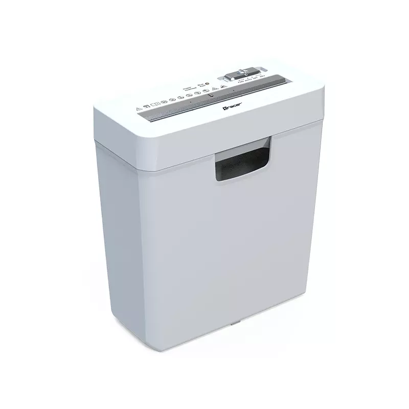 Popieriaus smulkintuvas TRACER Tracer 47584 — kryžminis pjovimas 6 mm, iki 5–6 lapų, 10 l talpos dėžė, balta