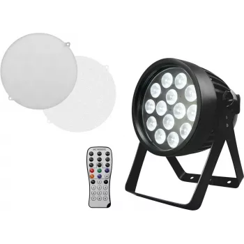 LED PAR šviestuvas EUROLITE 14x8W QCL — scenos PAR lempa, 14 šviesos diodų × 8 W, šalta balta / spalvų maišymas