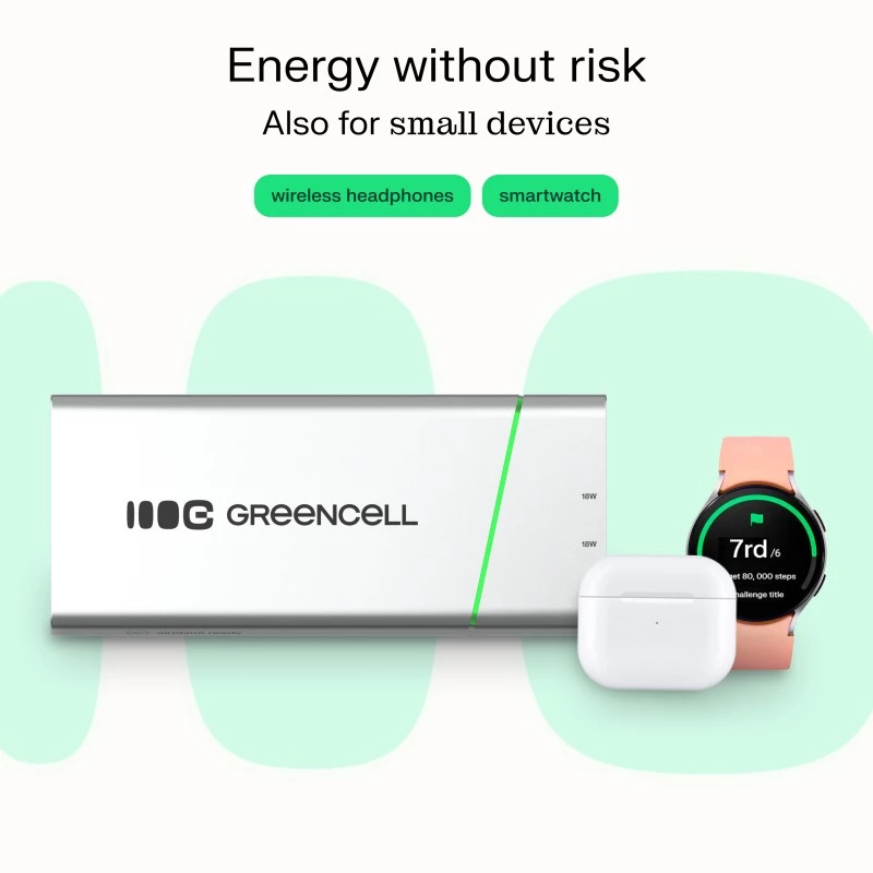 Nešiojama baterija Green Cell BPLGC20P 20800 mAh ličio jonų, USB-C PD 65W, 2x USB-C + 1x USB-A, aliuminio korpusas