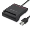 ID kortelių skaitytuvas QOLTEC Smart chip ID card scanner — USB, juodas, 84,5×65×16 mm, 63 g