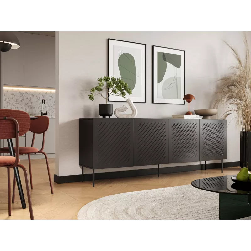 SIENA komoda 200x40x75 matinis juodas