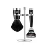 ZWILLING CLASSIC 3 dalių skutimosi rinkinys su rankiniu skustuvu, šepetėliu ir laikikliu - juodas
