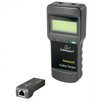 Tinklo kabelių testeris GEMBIRD NCT-31 — tęstinumo testeris su LCD, RJ-11/RJ-12/RJ-45 palaikymas, juodas