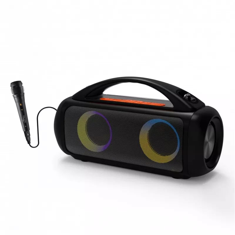 Nešiojamas garsiakalbis MEDIA-TECH MT3184 — Bluetooth 5.3, 60W RMS, IPX5, Li-Ion baterija 16h, USB-C įkrovimas, MicroSD, TWS, mikrofonas, nuotolinio valdymo pultelis