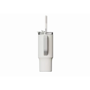 Termo puodelis su šiaudeliu Xiaomi Straw Mug White 1 L — nerūdijančio plieno vidus, sandarus, 240×132×97 mm