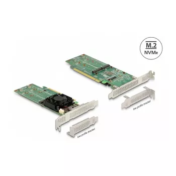 DeLOCK PCI Express x16 kortelė į 4 x vidinius NVMe M.2 Key M – mažo profilio formos faktorius