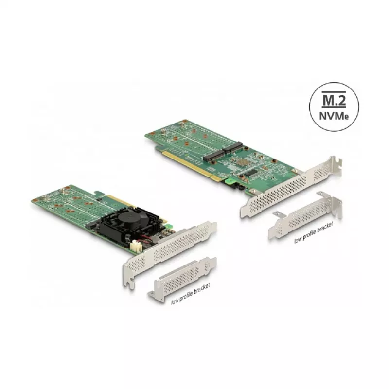 DeLOCK PCI Express x16 kortelė į 4 x vidinius NVMe M.2 Key M – mažo profilio formos faktorius
