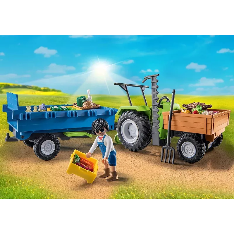 Playmobil kombainas traktorius su priekaba - Žaidimas vaidmenimis ir vaizduotei 6–9 metų vaikams - Fat Brain Toys