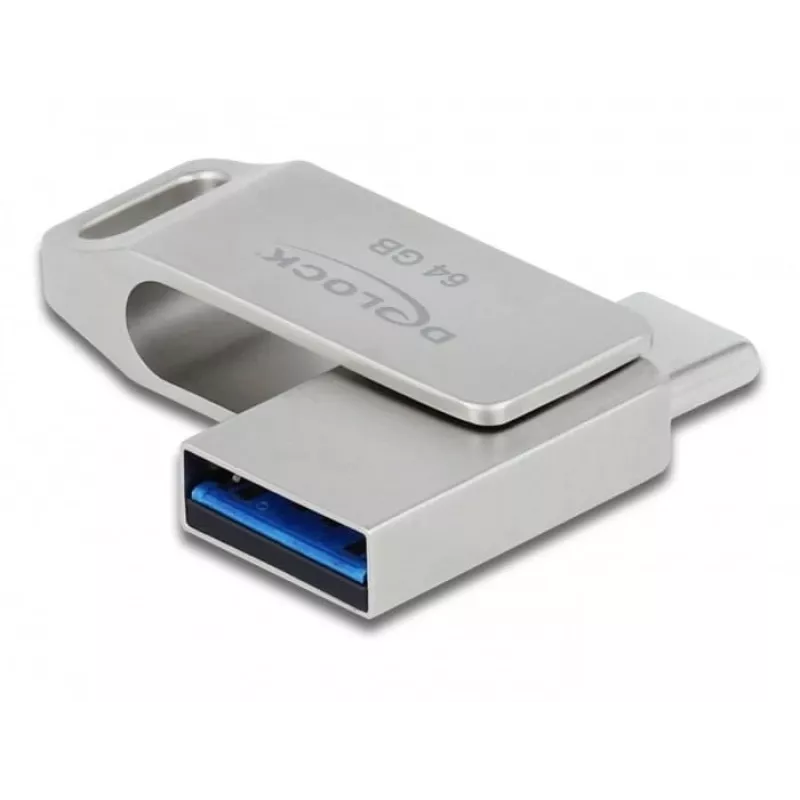 USB Flash Drive DeLOCK 64GB USB-C Type-A Apsukamas Metalinis Korpusas