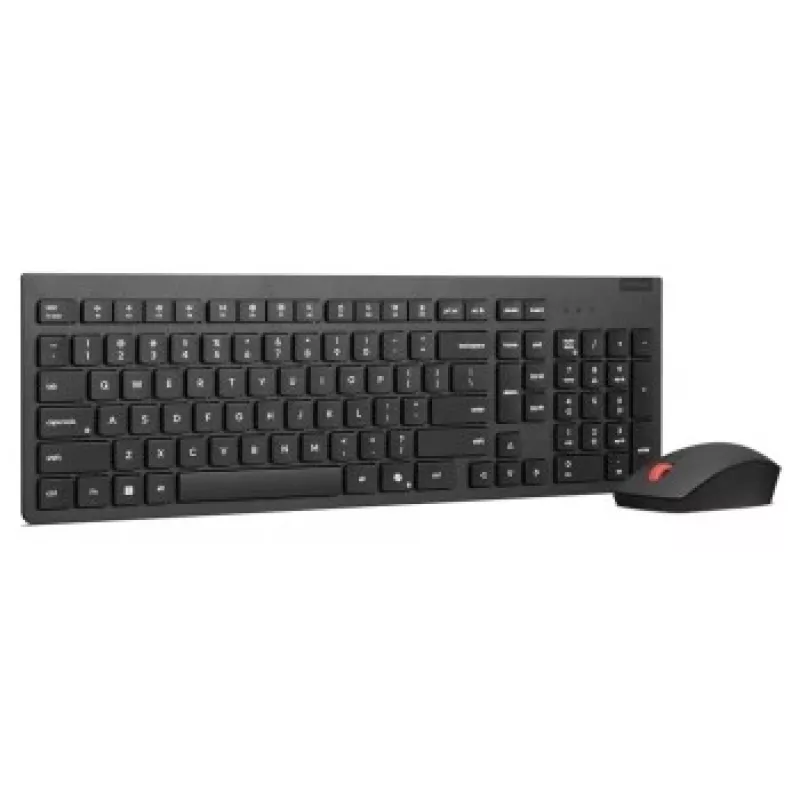 Belaidis klaviatūros ir pelės rinkinys Lenovo Essential Wireless Combo Gen2 — juodas, kompaktiškas išdėstymas, belaidis ryšys
