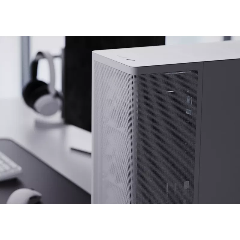 APNX PC Midi Tower C1-R-WT-v1 — Balta, palaiko ATX/Micro-ATX/Mini-ITX, sumontuoti 3x120 mm priekiniai ventiliatoriai, 3x3,5 colio + 3x2,5 colio lizdai, USB 3.2 Gen1 x2