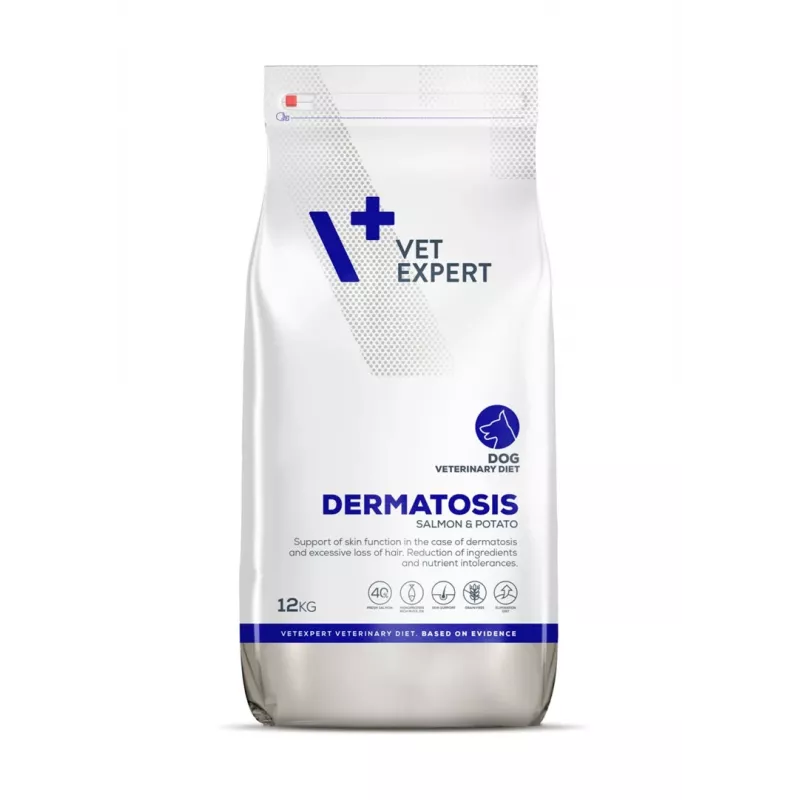 VET EXPERT Veterinary Diet Dermatosis Dog Salmon & Potato - sausas šunų pašaras - 12 kg