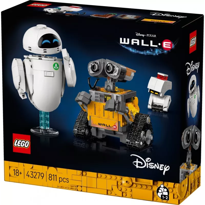 LEGO konstruktorius Disney Pixar WALL·E ir EVE 43279 — 811 dalių, 130 mm aukštis, skirtas 18+
