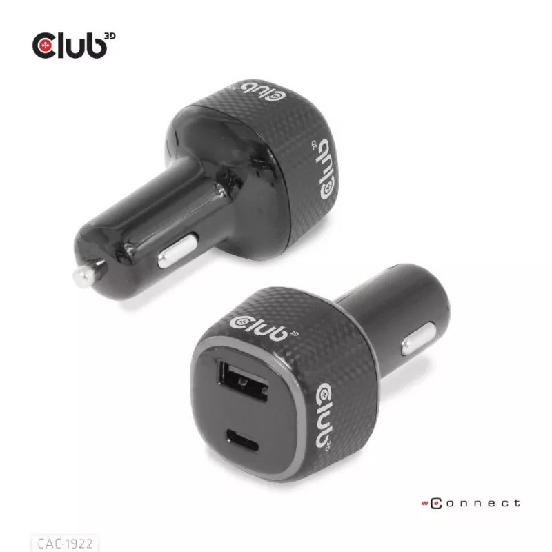 CLUB3D Nešiojamojo kompiuterio / Laptop maitinimo automobilinis įkroviklis 63 Watt, Auto, cigarečių žiebtuvėlis, 24 V, Juodas