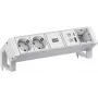 Maitinimo lizdų juosta Bachmann DESK2 ALU WHITE 937.413 su 2 USB prievadais