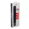 Maitinimo lizdas MACLEAN MCE395 B — 5 lizdai, 3×USB, 110–240V AC, 2,1A USB, 2500W, 1,5 m kabelis, juodas