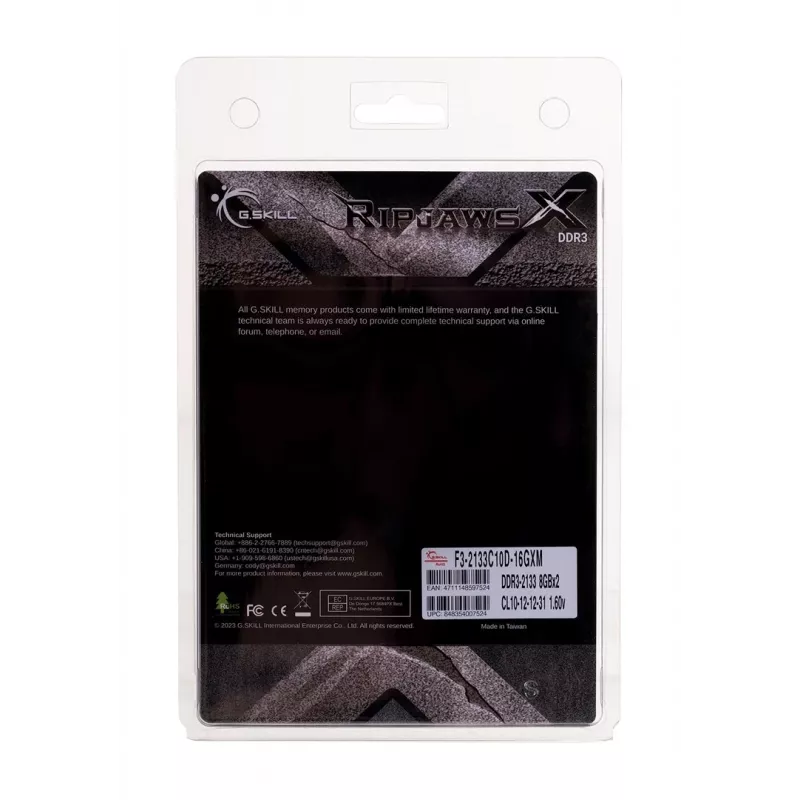 Desktop DDR3 16GB (2x8GB) 2133MHz G.SKILL RipjawsX 240-pin DIMM, 1,6V, CL12, dviejų kanalų, aušintuvas