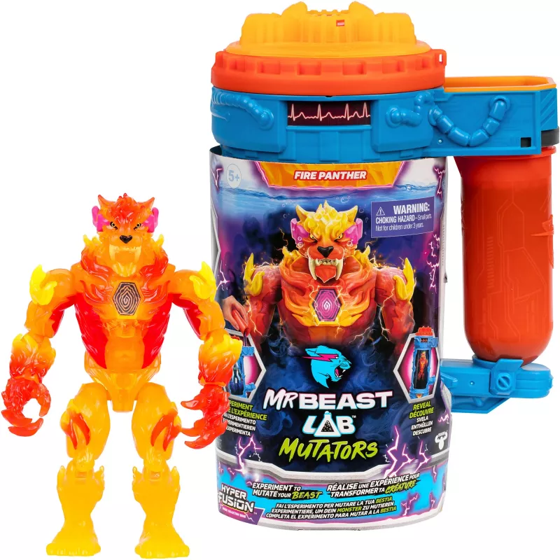 MrBeast Lab Mutators S2 Mutation Chamber - Flame Panther, žaidimo figūrėlė
