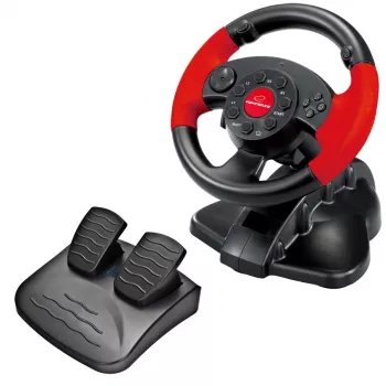 Vairas ESPERANZA EG103 žaidimų valdiklis — PC/PS2/PS3, 13 mygtukų, vibracija, akselerometras, juoda/raudona