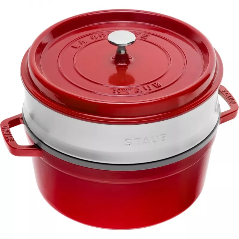 STAUB LA COCOTTE Apvalus ketaus puodas 3,8 l kasetės raudonos spalvos
