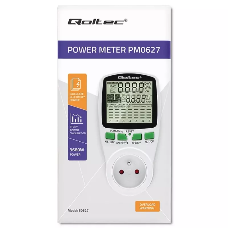 Energijos matuoklis QOLTEC PM0627 3680W su istorija — QOLTEC PM0627 3680W