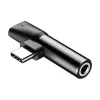 Baseus garso adapteris USB-C į 3,5 mm mini lizdą + USB-C (juodas)