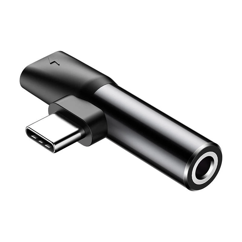 Baseus garso adapteris USB-C į 3,5 mm mini lizdą + USB-C (juodas)