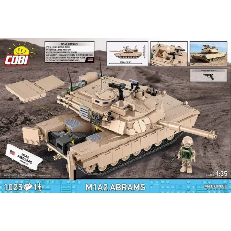 Konstruktorius iš kaladėlių Cobi M1A2 Abrams 1025 dalys modelis CO BI-2632