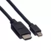 ROLINE - Vaizdo / garso kabelis - DisplayPort / HDMI - 32 AWG - Mini DisplayPort (V) - HDMI, 19 kontaktų (V) - 1 m - Ekranuotas - Juodas (11.04.5790)