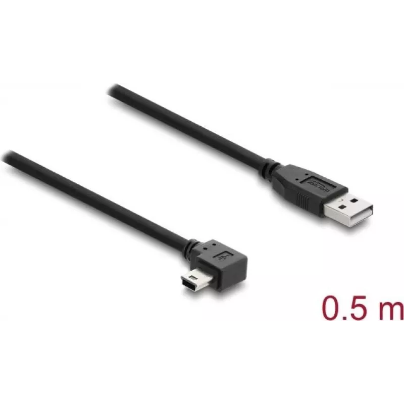 USB A į Mini-USB B kabelis DELOCK 81650 — USB 2.0, 2 m, juodas