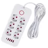 Kištukinis lizdas MACLEAN MCE391 W — 6 lizdai, 4×USB-A + 1×USB-C, 3 m kabelis, 110–240V, 2500W, baltas
