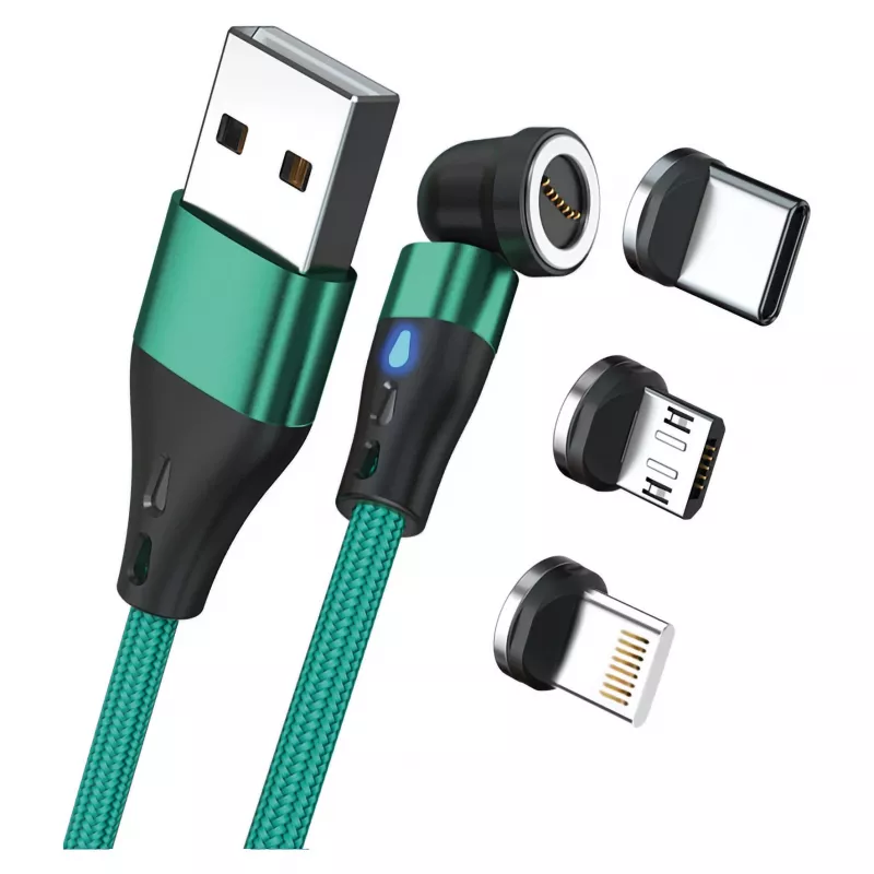 USB laidas RealPower MagneticCharge3 1m USB A žalias