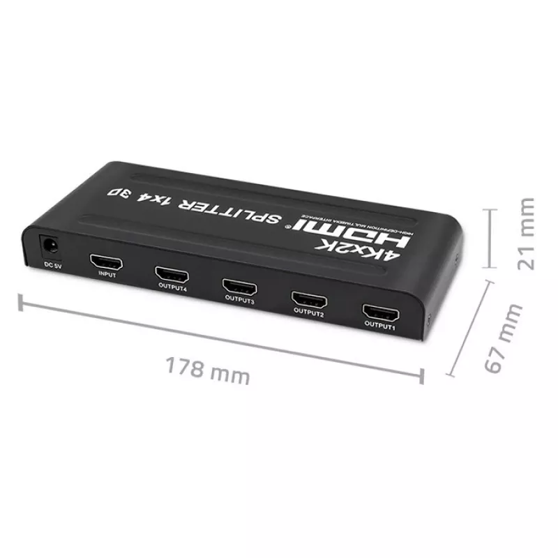 Qoltec 51798 aktyvus HDMI skirstytuvas 4 x HDMI 4K x 2K | 3.4Gb/s